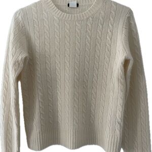 J. Crew Factory Cream Crew Neck Cable Knit Sweater